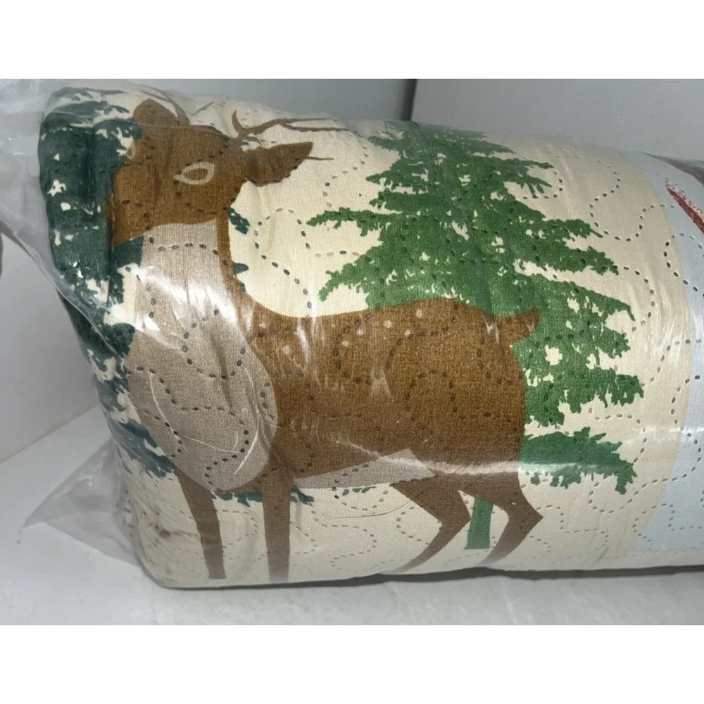 Vintage 3 Pcs King Merry Christmas Quilt Set Festive Bedspread Rustic Farmhouse‎